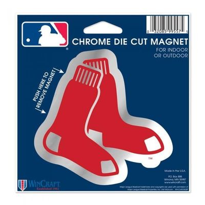 WinCraft Licensed MLB Team Logo Chrome Die Cut Indoor/Outdoor Magnet (Boston Red Sox)