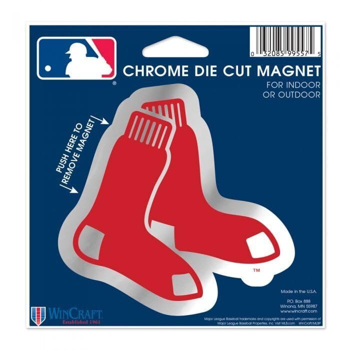 WinCraft Licensed MLB Team Logo Chrome Die Cut Indoor/Outdoor Magnet (Boston Red Sox)