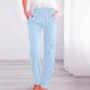 LRMQS Womens Casual Linen Pants 2026 Spring Drawstring Elastic Waist Trousers with Pockets Lounge Fashion Vacation Clothing view 2