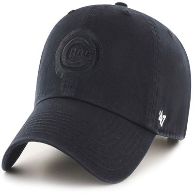 47 Brand MLB Black Black Primary Logo Clean Up Adjustable Baseball Cap Hat, Adult One Size Fits All - Chicago Cubs