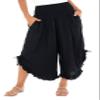SHU-SHI Trousers Ladies Culottes for Women Gaucho Outfit Cropped Summer Pants Black view 1