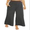 Soluna Swim Sunset Women's Cropped Pants, Side Pockets, Casual Wide Leg, Beach Cover Ups for Women, Charcoal, Medium view 1