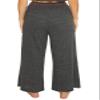 Soluna Swim Sunset Women's Cropped Pants, Side Pockets, Casual Wide Leg, Beach Cover Ups for Women, Charcoal, Medium view 2