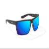 Bajo Stiltsville Polarized Sunglasses  Matte Black Frame, Blue Mirror Glass Lens, Oversized Rectangular Wrap view 1