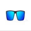 Bajo Stiltsville Polarized Sunglasses  Matte Black Frame, Blue Mirror Glass Lens, Oversized Rectangular Wrap view 2