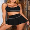 Pink Queen 2026 High Waisted Modest Bikini Set for Women 2 Piece Swimsuits Scoop Neck Spaghetti Straps Swim Skirt Bathing Suits Active Tankini Black S view 3