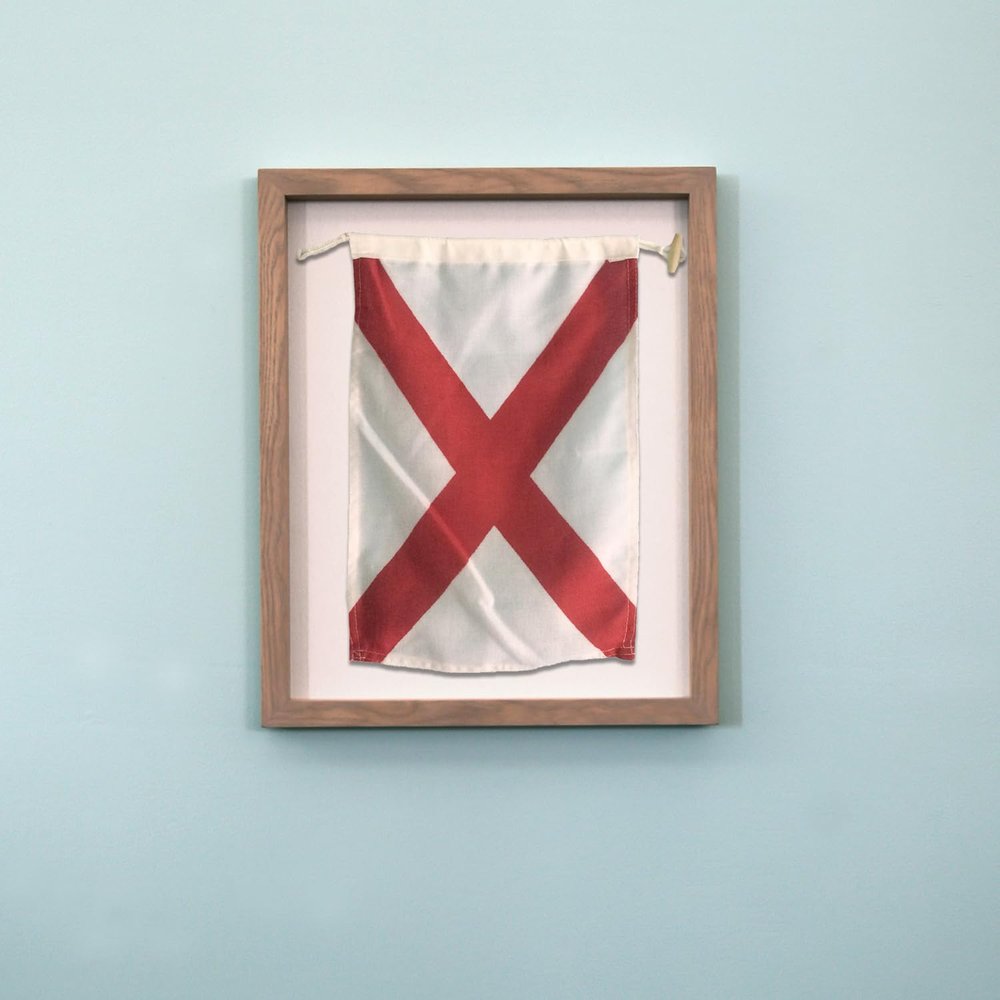 Nautical Signal Flag V in Glass-Free Frame. Made In USA from beautiful Ash Wood