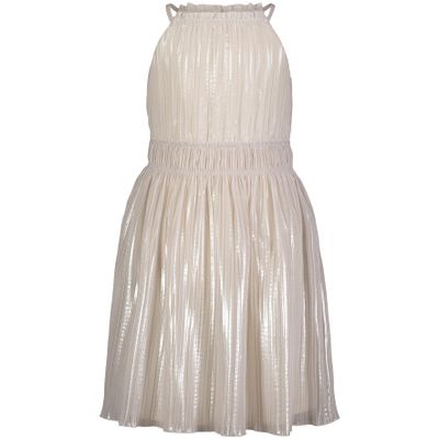 Calvin Klein Girls' Sleeveless Party Dress, Fit and Flare Silhouette, Round Neckline & Back Zip Closure, White Sand, 16