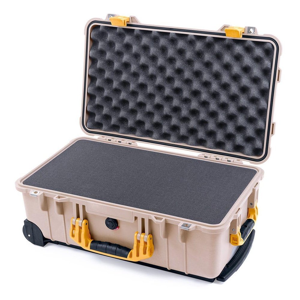 ColorCase Pelican Protector 1510 Carry-on Case Desert Tan - Medium Size Waterproof Case (Case Only) - Yellow Handles & Latches