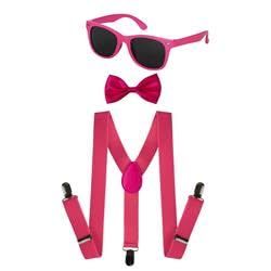 212 Main - Kids Neon Suspender Bowtie Accessory Set - Pink, One Size
