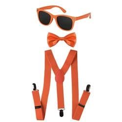 212 Main - Adult Neon Suspender Bowtie Accessory Set - Orange, One Size