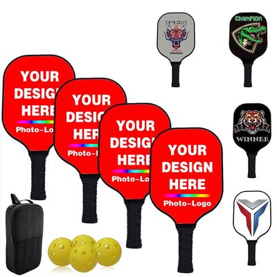 Custom Pickle Ball Paddle Set, Personalized Pickleballs Paddles with 4 Paddles 1 Storage Bag and 4 Balls, Neutral Paddle, Perfect First Paddles for Beginners, Red