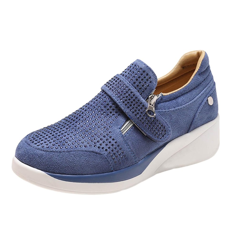 Chunky Sneakers For Women,Fashion Sneakers For Women 2024,Womens Walking Sneakers,Rhinestone Sneakers with Zippers Lightweight Breathable Slip On Tennis Running Shoes with Arch Support