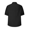 2024 Womens Shirts Short Sleeve Cotton Linen Tops Summer Casual Collared Shirt Crewneck Pleated Tunic Tee Blouses Black view 3