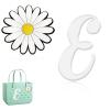 Hroatpk 2pcs Charms for Bog Bag, Letter Charms Decorative Alphabet Lettering Accessories Insert Charms Compatible with Beach, Rubber Tote Bag (Letter E+Flower)