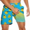 PIANHAUE Mens Swim Trunks with Compression Liner 5 Inch Inseam Quick Dry Yellow Funny Duck Swimwear Bathing Suit Swim Board Shorts with 4 Pockets view 1