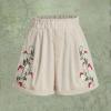 Women 5" Inseam Stretch Summer Shorts Pattern Print Casual Elastic Waist Shorts Athletic Workout Pocketed Beach Shorts Beige view 2