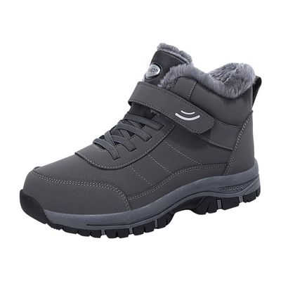 Men's Snow Boots Fashion Sneaker Slip On Non Slip Shoes Comfortable Trail Running Shoes Fleece Lined Walking Sneakers for Men (Color : Gray, Size : 8.5)
