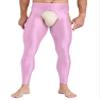 YiZYiF Mens Glossy Hollow Out Underwear Pants Long Thermal Bottoms Leggings Slim Fitted Sport Tights Pink Large view 1