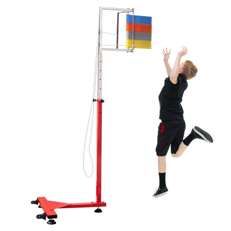 FJYAWEN Vertical Jump Trainer Level, Volleyball Training, Adjustable Height, Stable Base, Colorful Flag, Jump Tester for Training Measurement,1.4-2.8m