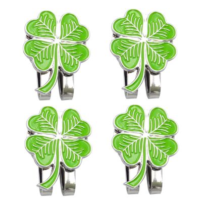 OnIUeZky 4PCS Golf Ball Marker Four Leaf Clover Golf Hat Clips Removable Attaches for Golf Caps Gloves