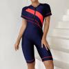 Short Sleeve Rash Guard Women Build in Bra One Piece Swimsuits UV UPF 50+ Full Coverage Boyleg Surfing Bathing Suits view 2