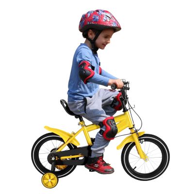 COFECO Kids Bike for Ages 3-6, 14 Inch High Carbon Steel Bike with Training Wheels and Fenders (Yellow)