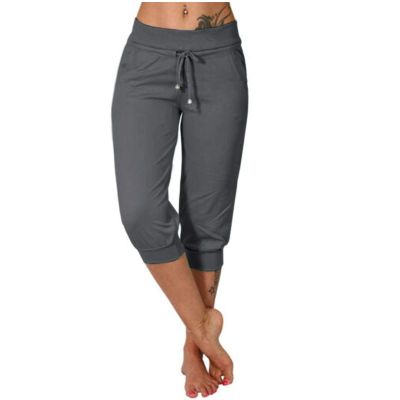 Capri Pants for Women with Pockets 2024 Plus Size Loose Soft Drawstring Workout Sweat Pants for Womens Petite Yoga Pants with Pockets for Women Lounge Pants 4-Dark Gray Small