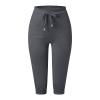 Capri Pants for Women with Pockets 2024 Plus Size Loose Soft Drawstring Workout Sweat Pants for Womens Petite Yoga Pants with Pockets for Women Lounge Pants 4-Dark Gray Small view 4