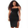 Allegra K Spaghetti Strap Dress for Women's Slim Fit Sleeveless Split Bodycon Cocktail Party Dress Medium Black view 1