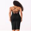 Allegra K Spaghetti Strap Dress for Women's Slim Fit Sleeveless Split Bodycon Cocktail Party Dress Medium Black view 3