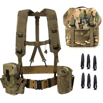 MT Military Alice Yoke Shoulder Strap with Belt, Utility Army Butt Pack and Canteen & Magazine Pouch Set for Outdoor Backpack Multicam