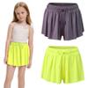 2 Pack Girls Athletic Flowy Shorts with Pockets Butterfly Running Workout Sports Gym Skorts for Kids 11-12Y Deep Purple Yellow view 1