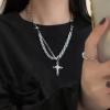 Xduargs Punk Cross Necklace Choker Layered Crystal Cross Crucifix Choker Necklace Vintage Cz Cross Pendant Gothic Jesus Cross Religious Necklace Jewelry for Women view 2
