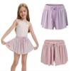 2 Pack Girls Athletic Flowy Shorts with Pockets Butterfly Running Workout Sports Gym Skorts for Kids 11-12Y Light Purple Pink view 1