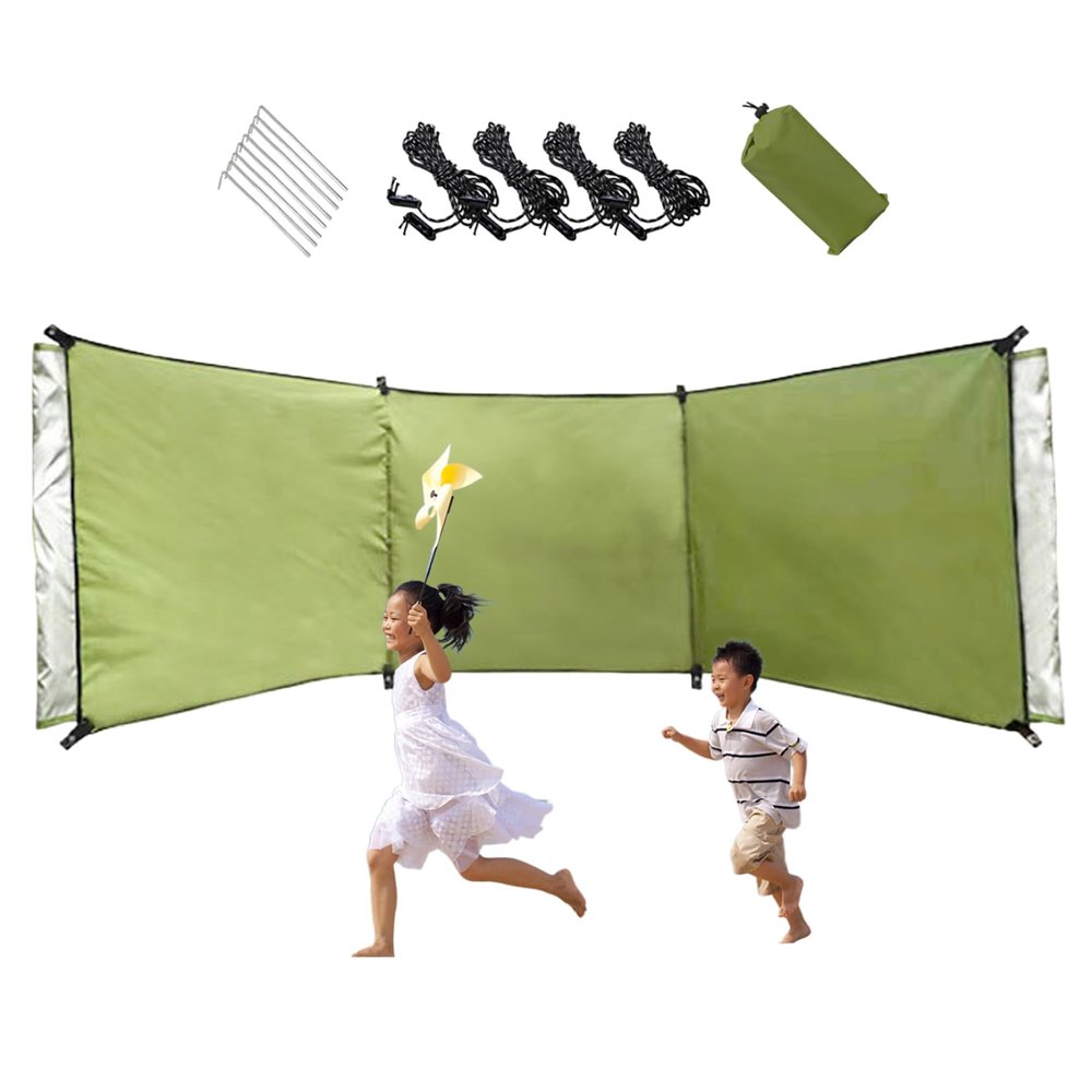 Pesoncarl Wind Breaker Beach Garden Windbreak for Camping 98.43x27.56 in Caravan Sun Screen Shelter Tall Wind Break with Gound Pegs, Rope and Storage Bag No Poles, Windbreaks