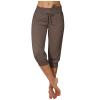 Capri Pants for Women Petite Short 2024 Plus Size Loose Soft Drawstring Workout Womens Joggers Tummy Control Yoga Pants with Pockets for Women Lounge Pants 3-Khaki Small view 1