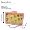 RomanticDesign Women Acrylic Evening Clutch Purse Chic Rattan Weaving Handbag Chain Shoulder Bag for Prom Party Banquet, 1-pink view 4