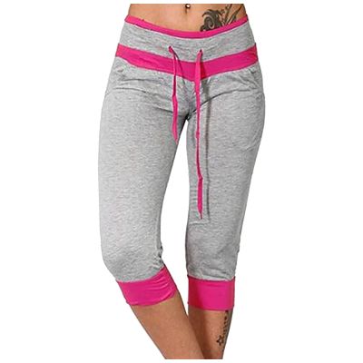 Capri Pants for Women Dressy Casual 2024 Plus Size Loose Soft Drawstring Workout Womens Joggers Capri Leggings with Pockets for Women Lounge Pants 0-Gray 3X-Large