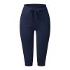 Capri Pants for Women Plus Size 2024 Plus Size Loose Soft Drawstring Workout Womens Joggers Short Length Yoga Pants with Pockets for Women Lounge Pants 3-Navy Small view 3