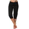 Capri Pants for Women with Pockets 2024 Plus Size Loose Soft Drawstring Workout Sweat Pants for Womens Capri Leggings with Pockets for Women Lounge Pants 4-Black X-Large view 1