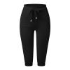 Capri Pants for Women with Pockets 2024 Plus Size Loose Soft Drawstring Workout Sweat Pants for Womens Capri Leggings with Pockets for Women Lounge Pants 4-Black X-Large view 3