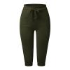 Capri Pants for Women Plus Size 2024 Plus Size Loose Soft Drawstring Workout Sweat Pants for Womens Capri Leggings with Pockets for Women Lounge Pants 3-Green X-Large view 3