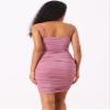 Allegra K Sleeveless Ruched Bodycon Dresses for Women's Twist V Neck Spaghetti Strap Mini Dress Small Dark Pink view 3