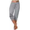 Capris Pants for Women Stretch 2024 Plus Size Loose Soft Drawstring Workout Womens Joggers Short Length Yoga Pants with Pockets for Women Lounge Pants 5-Gray Small view 1