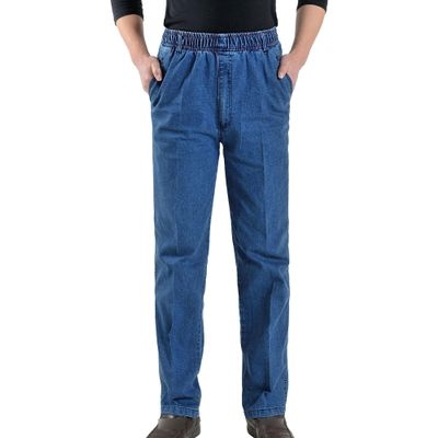 SWJGLITTR Mens Elastic Waist Jean Pants Loose Fit Tall Big Denim Trousers Relaxed Straight Leg Jeans for Men (Light Blue,32)