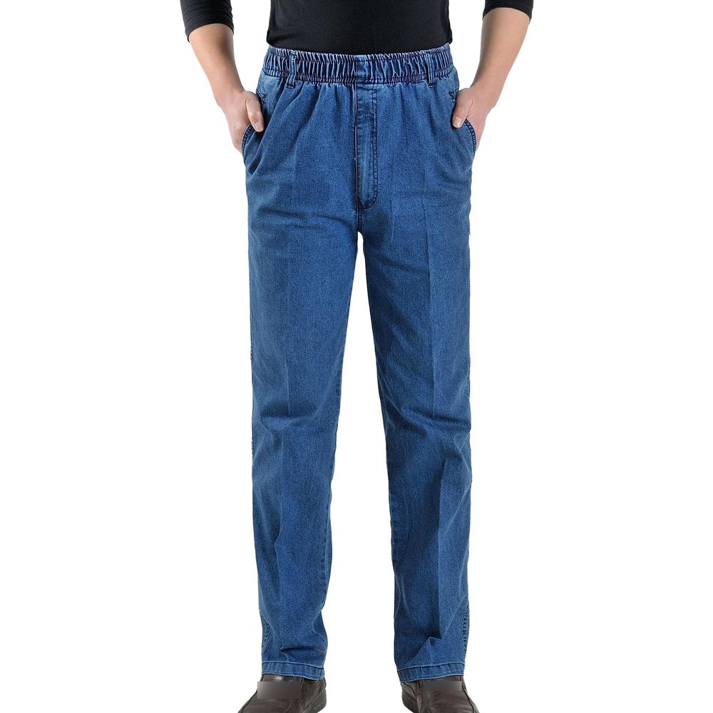 SWJGLITTR Mens Elastic Waist Jean Pants Loose Fit Tall Big Denim Trousers Relaxed Straight Leg Jeans for Men (Light Blue,32)