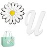 Hroatpk 2pcs Charms for Bogg Bag, Letter Charms Decorative Alphabet Lettering Accessories Insert Charms Compatible with Bogg Bag, Beach Bag, Rubber Tote Bag (Letter U + Flower) view 1
