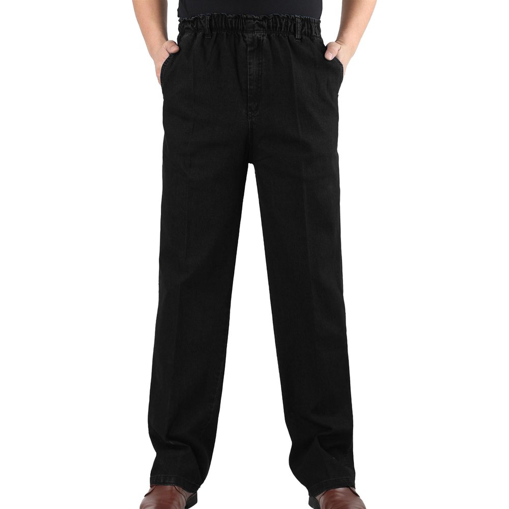 SWJGLITTR Mens Elastic Waist Jean Pants Loose Fit Tall Big Denim Trousers Relaxed Straight Leg Jeans for Men (Black,32)