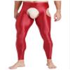 YiZYiF Mens Glossy Hollow Out Underwear Pants Long Thermal Bottoms Leggings Slim Fitted Sport Tights Red Large view 2